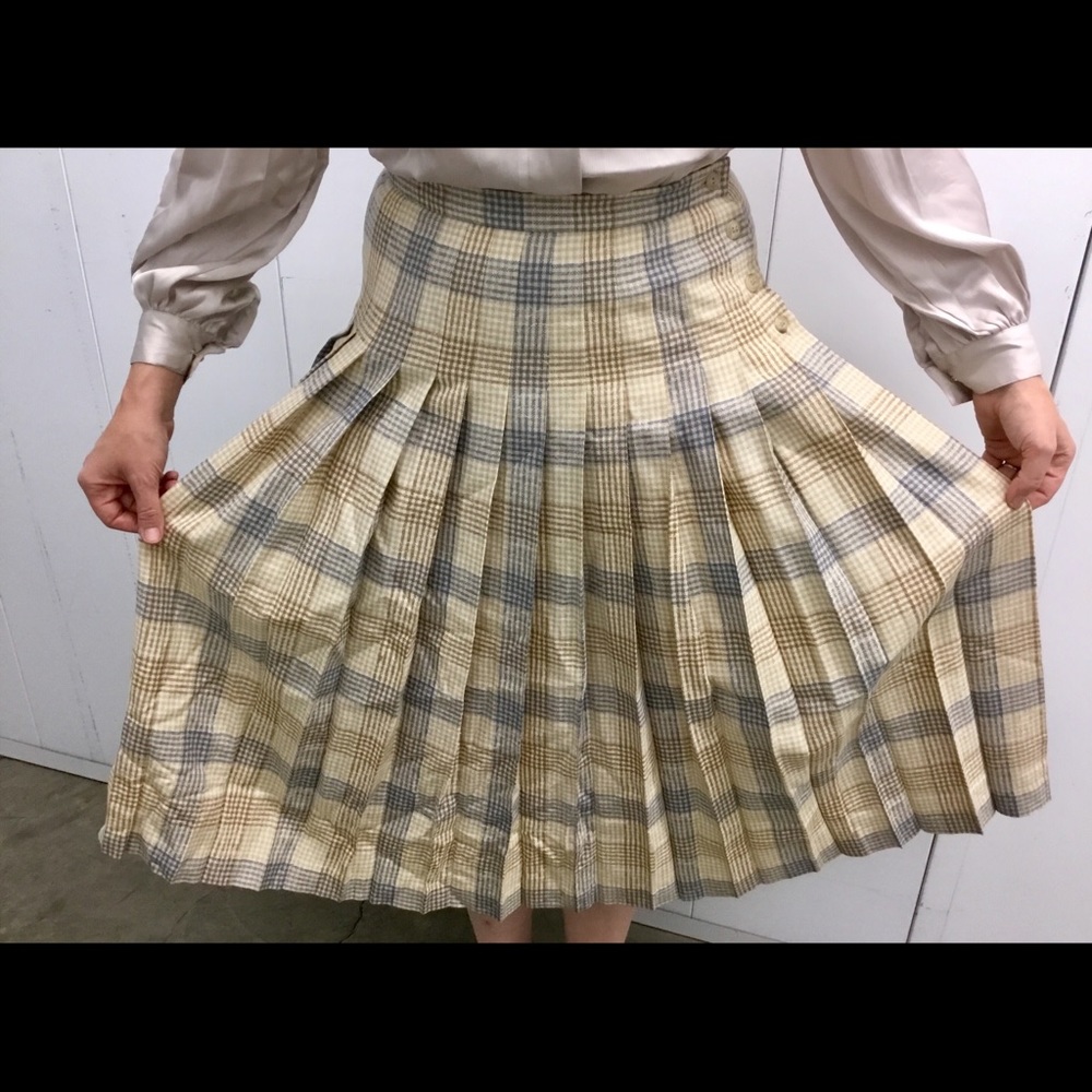 Vintage Jaeger designer plaid wool skirt waist 30